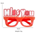 Red party glasses with 'Miss you' text, 16cm x 10cm size for bachelorette party decor - Miss You Style
