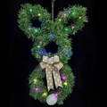 Detail eines beleuchteten Osterhasenkranzes mit bunten LEDs und gepunkteter Schleife - Grüner Hase Mit Bunten LED / Mit Licht (DIY Erforderlich)