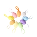 Set of nine colorful speckled Easter egg hanging ornaments with ribbons for home party decor - 9 Pieces Set / Colorful