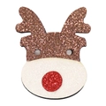 Glittery reindeer head brooch with brown antlers and red nose for Christmas decoration - Glowing Reindeer Brooch