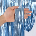 Matte light blue metallic fringe curtain for birthday party backdrop wall decorations - 1*2M / Matte Light Blue