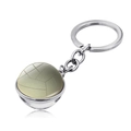 Silver volleyball keychain with double-sided glass dome and sports ball pendant - Light Gold Metal Volleyball Style (JY004121-12)