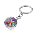 Detail of Tree of Life glass ball keychain featuring a colorful heart-shaped leaf design - Colorful Heart Tree Style (JY004138-10)