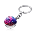 Macro shot of solar system nebula glass ball keychain with silver polished metal ring - Pink Purple Blue Gorgeous Nebula Style (JY004145-9)