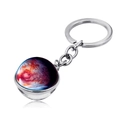 Close-up of galaxy planet glass ball keychain with red Mars texture and silver ring - Reddish Brown Planet Style (JY004112-1)