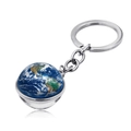 Macro shot of silver galaxy earth keychain with double-sided glass orb on white background - Jy004110-3