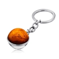 Detail of Mars planetary glass orb keychain with polished silver metal link and keyring - Mars Style (JY004110-4)