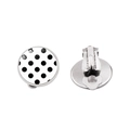 Dettaglio di orecchini a clip tondi argento con cabochon in vetro a pois bianchi e neri - Bianco Con Pois Neri (JY004212-3)