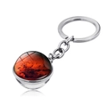 Macro-weergave van de Mars planeet glazen koepelhanger aan zilveren metalen sleutelhanger - Mars (JY004719-4 Mars)