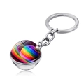 Dubbelzijdige glazen bol sleutelhanger met kosmos sterrenstelsel en regenboogpatroon - Regenboog Melkweg (JY004719-16)