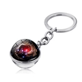 Porte-clés boule en verre galaxie double face avec design nébuleuse et anneau argent - Nébuleuse Rouge Foncé (JY004719-17)