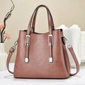 Elegant dusty rose leather tote bag for women with silver hardware and shoulder strap - 26cmx13cmx22cm / Dusty Pink