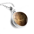 Macro-opname van de zonnestelsel kristallen hanger met Venus textuur en zilveren bolketting - Venus Oppervlak Stijl (JY005152-4)