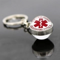 Medical alert keychain with red Star of Life symbol and Type 2 Diabetes warning tag - Medical Alert Diabetes Type 2 (JY005230-8)