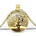 Pendentif vintage en bronze avec motif Arbre de Vie de Klimt sous dôme en verre - Style Arbre de Vie de Klimt (JY005163-5)