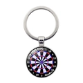 Porte-clés cible de fléchettes avec pendentif en verre et motif de jeu de fléchettes classique - Argenté