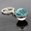 Zeeschildpad sleutelhanger met dubbelzijdige glazen bol en blauwe oceaantextuur - Tribal Zeeschildpad Patroon (JY005232-2)
