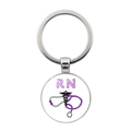 Detailansicht silberner RN Krankenschwester Schlüsselanhänger mit medizinischen Symbolen - RN Lila Medizinisches Symbol (JY005472-4)