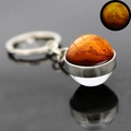 Luminous Mars planet keychain with double-sided glass orb and silver metal ring detail - Mars