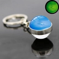 Luminous Neptune planet keychain with dual-sided glass ball and glowing green effect - Neptune