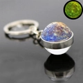 Glow-in-the-dark double-sided glass solar system keychain showing lunar planet surface - Mercury