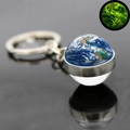 Detail of Earth planet glass keychain with glowing green night light effect - Earth