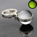 Detailed view of creative luminous moon keychain with green glow effect in dark - Moon