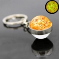 Detail showing solar nebula glass ball pendant with bright yellow luminous glow - Sun