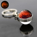 Macro detail of Mars galaxy glass ball keychain showing glowing effect in the dark - Mars (JY005253-4)
