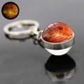 Glow-in-the-dark Venus planetary glass ball keychain with luminous effect in dark - Venus (JY005253-5)