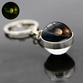 Macro view of solar system Saturn glass ball keychain with luminous glow effect - Saturn (JY005253-7)