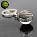 Detailed macro view of Jupiter glass ball keychain with glowing effect in the dark - Jupiter (JY005253-9)