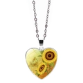 Dettaglio della collana con ciondolo a cuore in argento e motivo a girasole luminoso - Stile Girasole 1(JY005490-1)