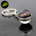 Detailed close-up of solar system glass ball keychain with glowing nebula effect - Spiral Galaxy (JY005253-13)