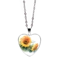 Dettaglio della collana con ciondolo a cuore e motivo artistico di girasole colorato - Stile Girasole 10(JY005490-10)