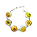 Bracciale da donna in argento con sei ciondoli in vetro girasole e chiusura a moschettone - Stile Girasole Reale (JY005292-1)