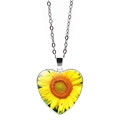 Dettaglio della collana con pendente a cuore di girasole e catena a maglie argento - Stile Girasole 15(JY005490-15)