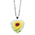 Collana con ciondolo a cuore e girasole argentato con catena a maglie sottili chic - Stile Girasole 19(JY005490-19)