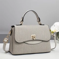 Elegant ivory Macaron handbag with vertical wave texture and golden lock closure - 25*11-17 / Gray