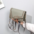 Fashionable pea green square crossbody bag with contrast stitching and woven strap - Green