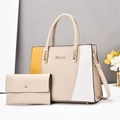 Ensemble de sacs à main bicolores à grande capacité au design moderne et épuré - Khaki