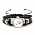 Close-up of handmade multilayer leather bracelet featuring a cartoon doctor glass cabochon - Cartoon Doctor Image (JY005480-10)