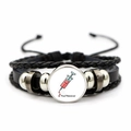 Detail of multi-layer leather bracelet with syringe motif and Proud Phlebotomist text - Proud Phlebotomist Syringe (JY005480-13)