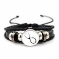 Multilayer leather bracelet with stethoscoper design and braided cord detail - Minimalist Stethoscope Pattern (JY005480-14)