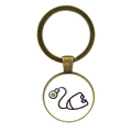 Close-up of bronze metal keychain with stethoscope glass dome pendant for nurses - Colorful Cartoon Stethoscope (JY005474-3)