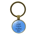 Macro shot of glass pendant keychain with Keep Calm and Nurse On quote and stethoscope - Keep Calm And Nurse On (JY005474-5)