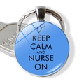 Close-up of nurse keychain with Keep Calm and Nurse On quote and stethoscope icon - Keep Calm Nurse On Quote (JY005477-5)