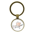 Detail of bronze medical keychain featuring a cartoon nurse with syringe and first aid kit - Cartoon Doctor Character (JY005474-10)