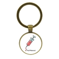 Bronze keychain with Proud Phlebotomist slogan and syringe icon on white background - Proud Phlebotomist (JY005474-13)