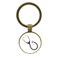 Vintage bronze medical keychain with stethoscope icon pendant for nurses and doctors - Minimalist Black Stethoscope (JY005474-14)